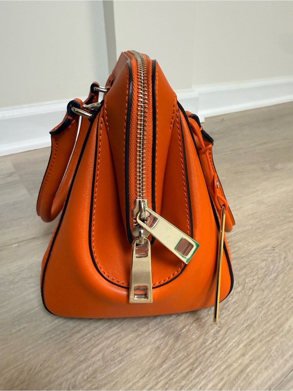 Cromia Orange Perforated Leather Italian Bag - Picture 4 of 7